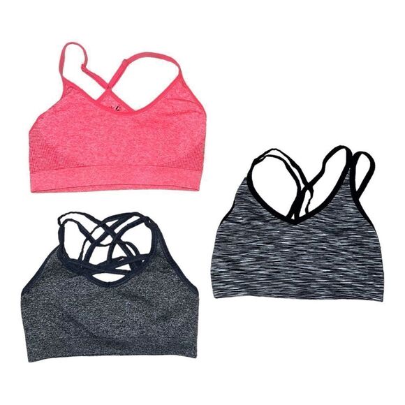 Reebok Sports Bras Lot of Three Pink Black Strappy Small EUC - Picture 1 of 10
